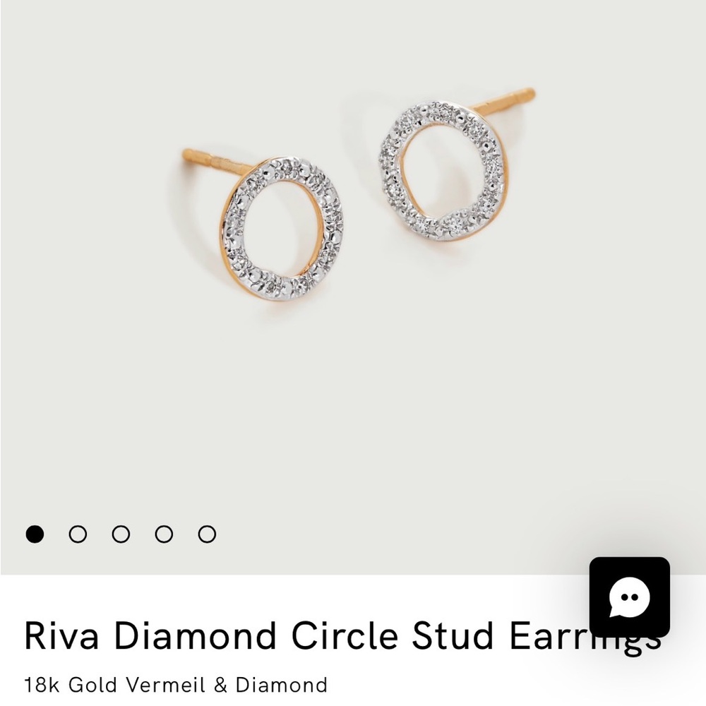 Monica Vinader Riva Diamond Circle Stud Earrings - Picture 2 of 6